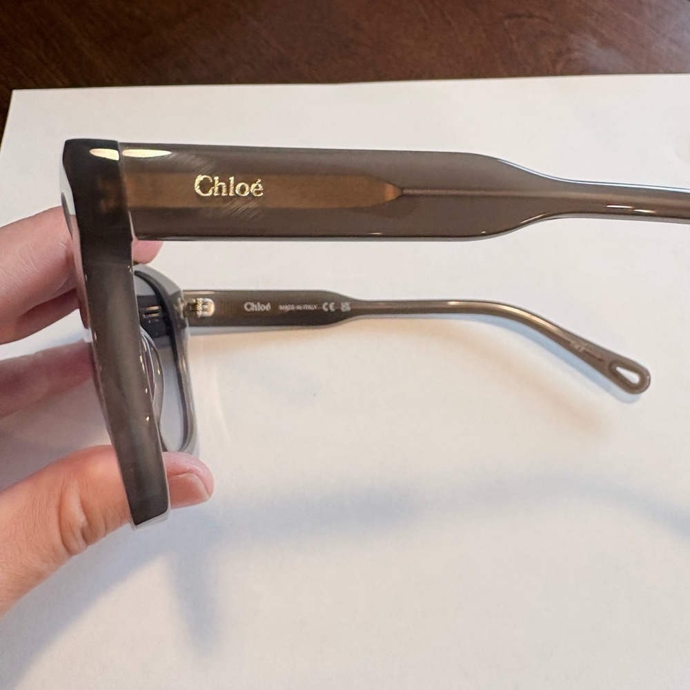 Chloe Brown Grey Rectangular Sunglasses - image 4